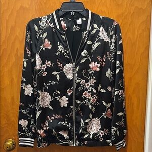 H&M Black Floral Bomber Jacket